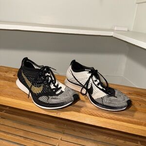 Nike Black and White Athletic Shoes with Flyknit Upper